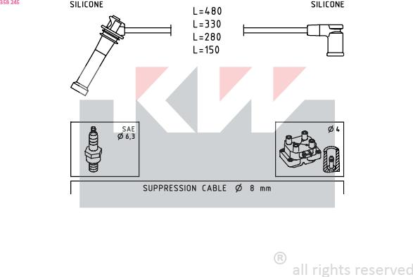 KW 358 245 - Комплект запалителеи кабели vvparts.bg