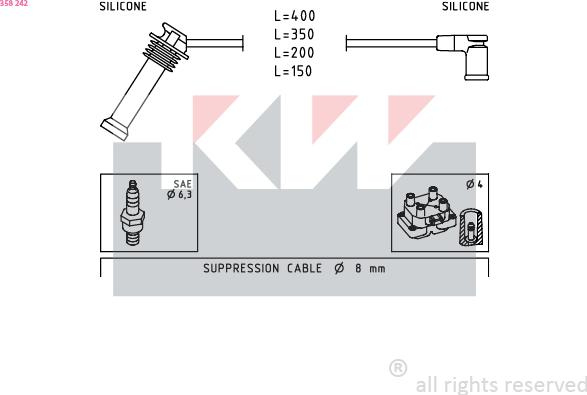 KW 358 242 - Комплект запалителеи кабели vvparts.bg