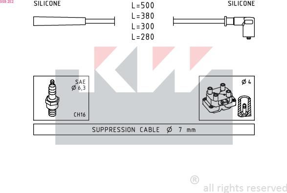KW 358 252 - Комплект запалителеи кабели vvparts.bg