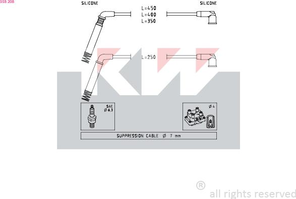 KW 358 208 - Комплект запалителеи кабели vvparts.bg