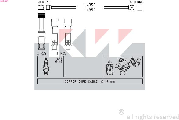 KW 360 491 - Комплект запалителеи кабели vvparts.bg