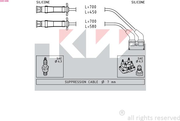 KW 360 446 - Комплект запалителеи кабели vvparts.bg