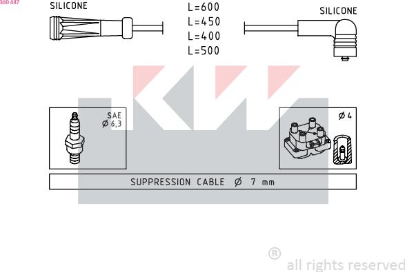 KW 360 447 - Комплект запалителеи кабели vvparts.bg