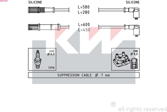 KW 360 451 - Комплект запалителеи кабели vvparts.bg