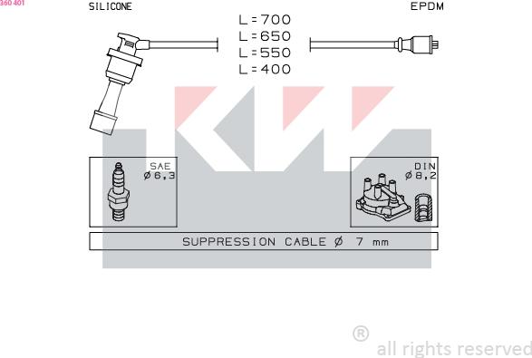 KW 360 401 - Комплект запалителеи кабели vvparts.bg