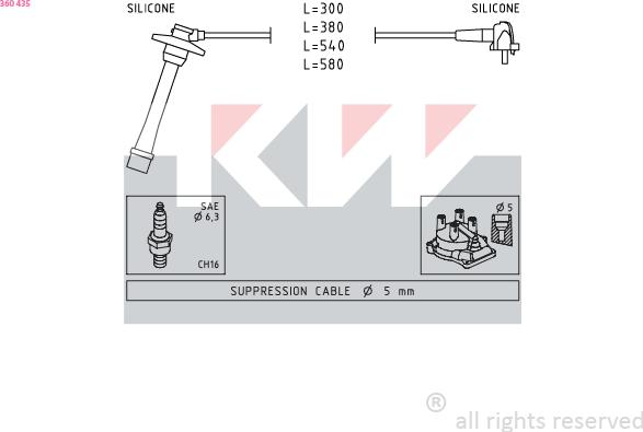 KW 360 435 - Комплект запалителеи кабели vvparts.bg