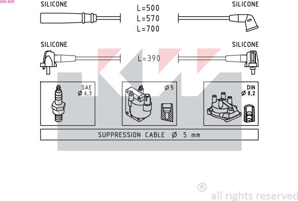 KW 360 436 - Комплект запалителеи кабели vvparts.bg