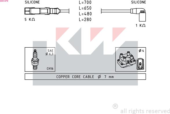 KW 360 479 - Комплект запалителеи кабели vvparts.bg