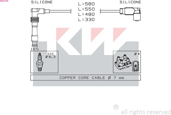 KW 360 559 - Комплект запалителеи кабели vvparts.bg