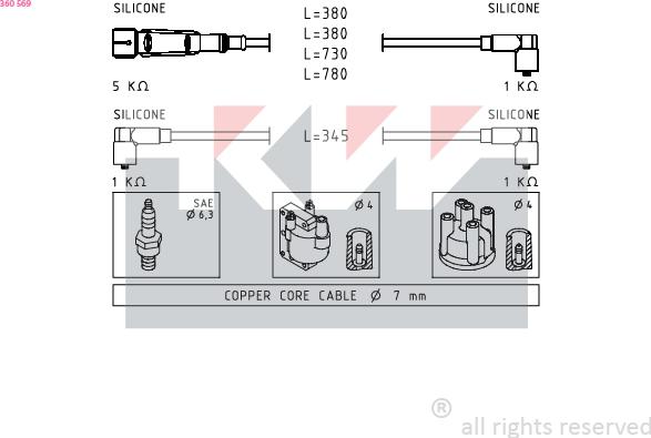 KW 360 569 - Комплект запалителеи кабели vvparts.bg