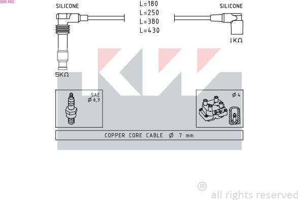 KW 360 562 - Комплект запалителеи кабели vvparts.bg