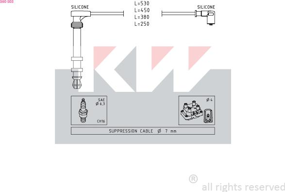 KW 360 503 - Комплект запалителеи кабели vvparts.bg