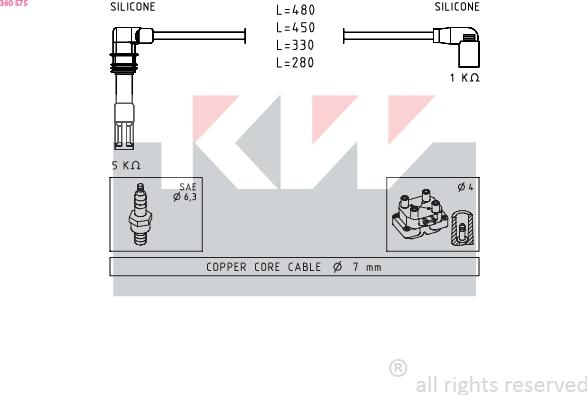 KW 360 575 - Комплект запалителеи кабели vvparts.bg
