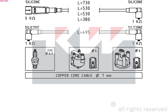 KW 360 640 - Комплект запалителеи кабели vvparts.bg