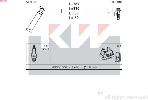 KW 360 619 - Комплект запалителеи кабели vvparts.bg
