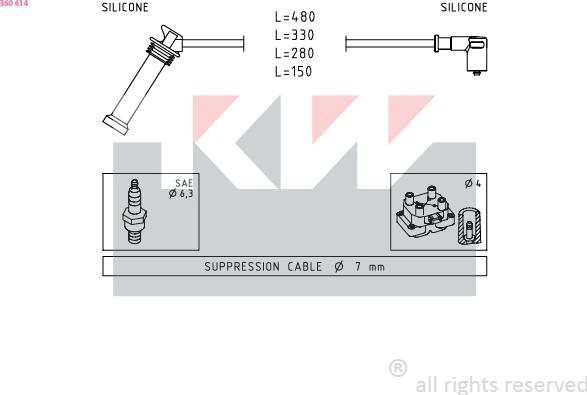 KW 360 614 - Комплект запалителеи кабели vvparts.bg