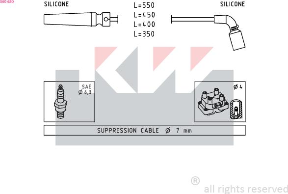 KW 360 680 - Комплект запалителеи кабели vvparts.bg