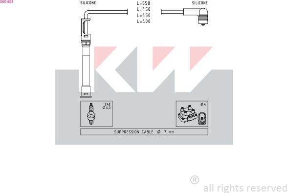 KW 360 681 - Комплект запалителеи кабели vvparts.bg