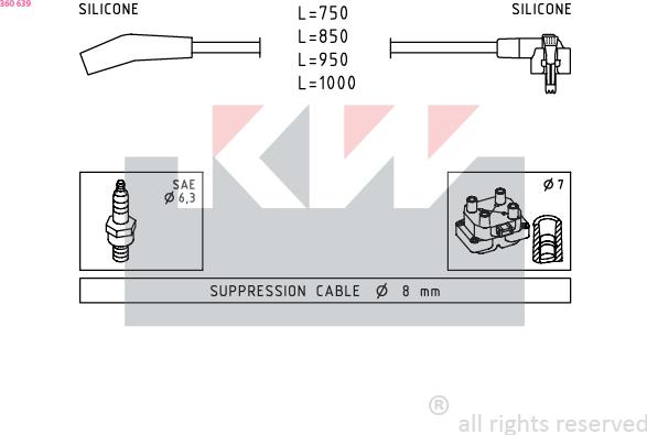 KW 360 639 - Комплект запалителеи кабели vvparts.bg