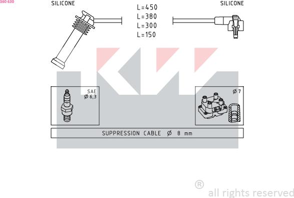 KW 360 630 - Комплект запалителеи кабели vvparts.bg