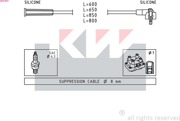 KW 360 007 - Комплект запалителеи кабели vvparts.bg