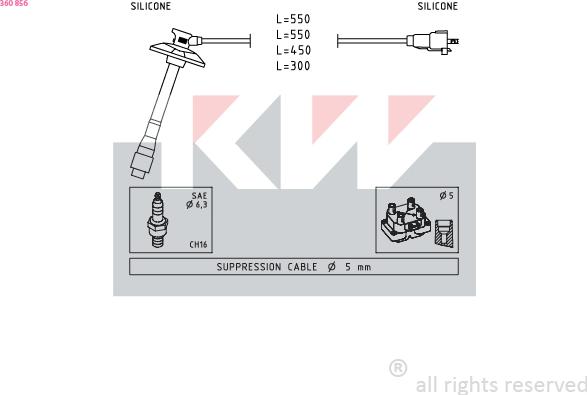 KW 360 856 - Комплект запалителеи кабели vvparts.bg