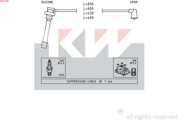 KW 360 278 - Комплект запалителеи кабели vvparts.bg