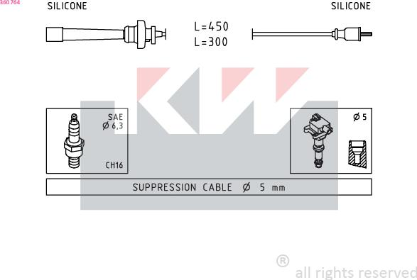 KW 360 764 - Комплект запалителеи кабели vvparts.bg