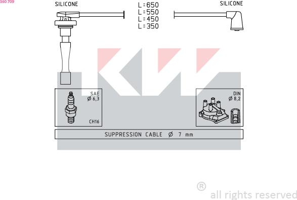 KW 360 709 - Комплект запалителеи кабели vvparts.bg