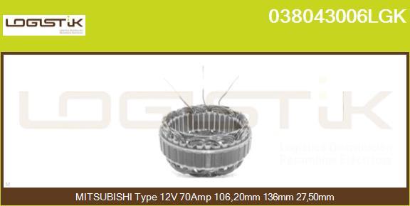 LGK 038043006LGK - Статор, генератор vvparts.bg