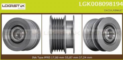 LGK LGK008098194 - Ремъчна шайба, генератор vvparts.bg