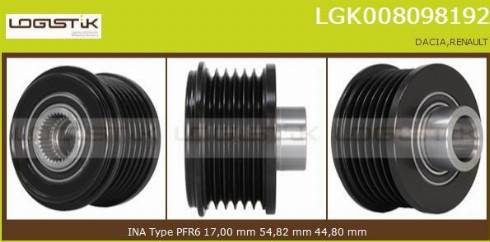 LGK LGK008098192 - Ремъчна шайба, генератор vvparts.bg