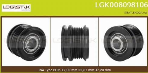 LGK LGK008098106 - Ремъчна шайба, генератор vvparts.bg