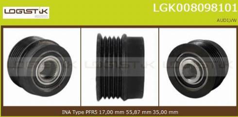 LGK LGK008098101 - Ремъчна шайба, генератор vvparts.bg