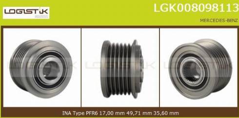LGK LGK008098113 - Ремъчна шайба, генератор vvparts.bg