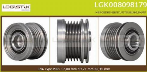 LGK LGK008098179 - Ремъчна шайба, генератор vvparts.bg