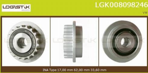 LGK LGK008098246 - Ремъчна шайба, генератор vvparts.bg