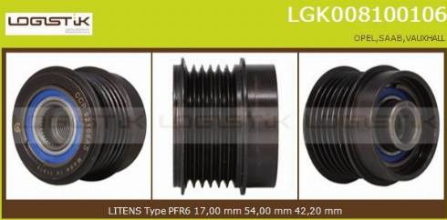 LGK LGK008100106 - Ремъчна шайба, генератор vvparts.bg