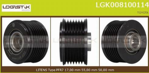 LGK LGK008100114 - Ремъчна шайба, генератор vvparts.bg