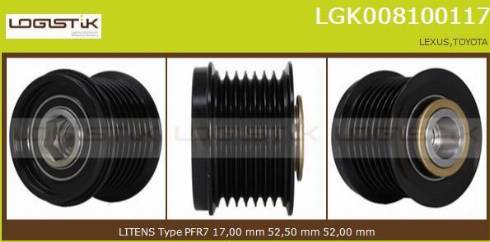 LGK LGK008100117 - Ремъчна шайба, генератор vvparts.bg