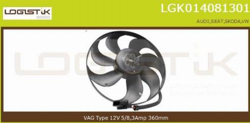 LGK LGK014081301 - Вентилатор, охлаждане на двигателя vvparts.bg