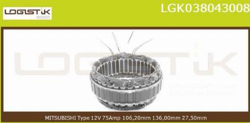 LGK LGK038043008 - Статор, генератор vvparts.bg