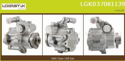 LGK LGK037081139 - Хидравлична помпа, кормилно управление vvparts.bg