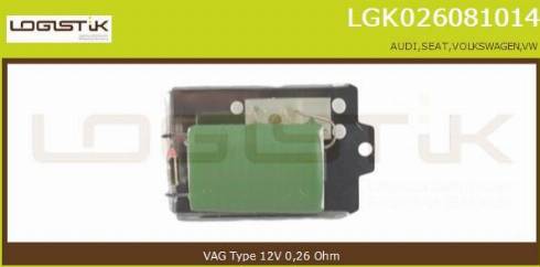 LGK LGK026081014 - Съпротивление, вентилатор за вътрешно пространство vvparts.bg