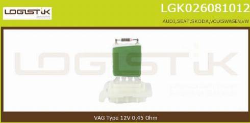 LGK LGK026081012 - Съпротивление, вентилатор за вътрешно пространство vvparts.bg
