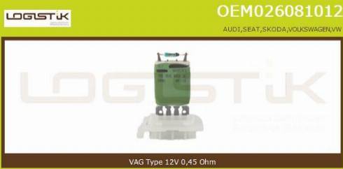 LGK OEM026081012 - Съпротивление, вентилатор за вътрешно пространство vvparts.bg