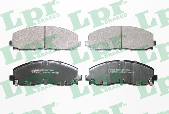 LPR 05P1759 - Комплект спирачно феродо, дискови спирачки vvparts.bg