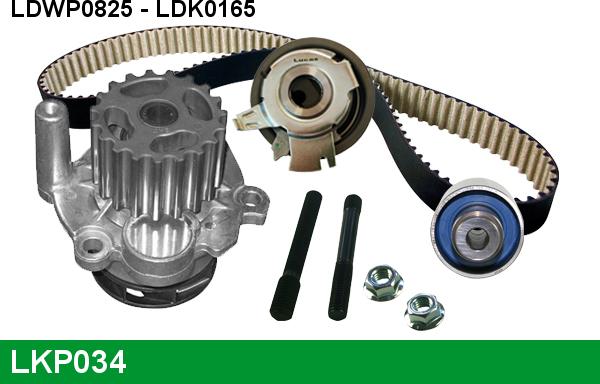 LUCAS LKP034 - Водна помпа+ к-кт ангренажен ремък vvparts.bg