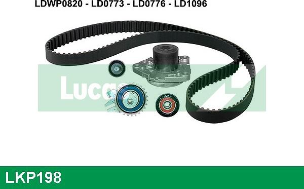 LUCAS LKP198 - Водна помпа+ к-кт ангренажен ремък vvparts.bg