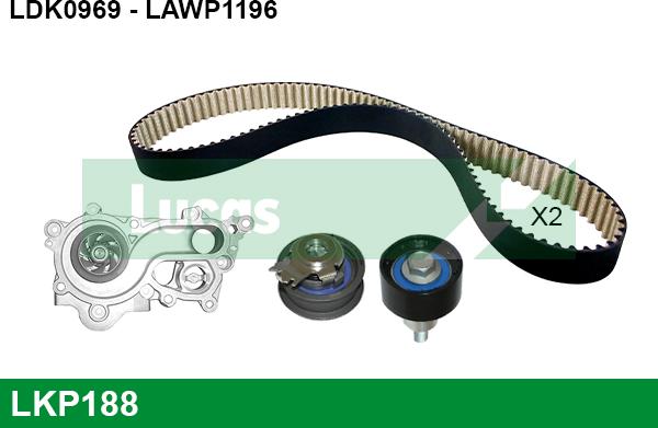 LUCAS LKP188 - Водна помпа+ к-кт ангренажен ремък vvparts.bg